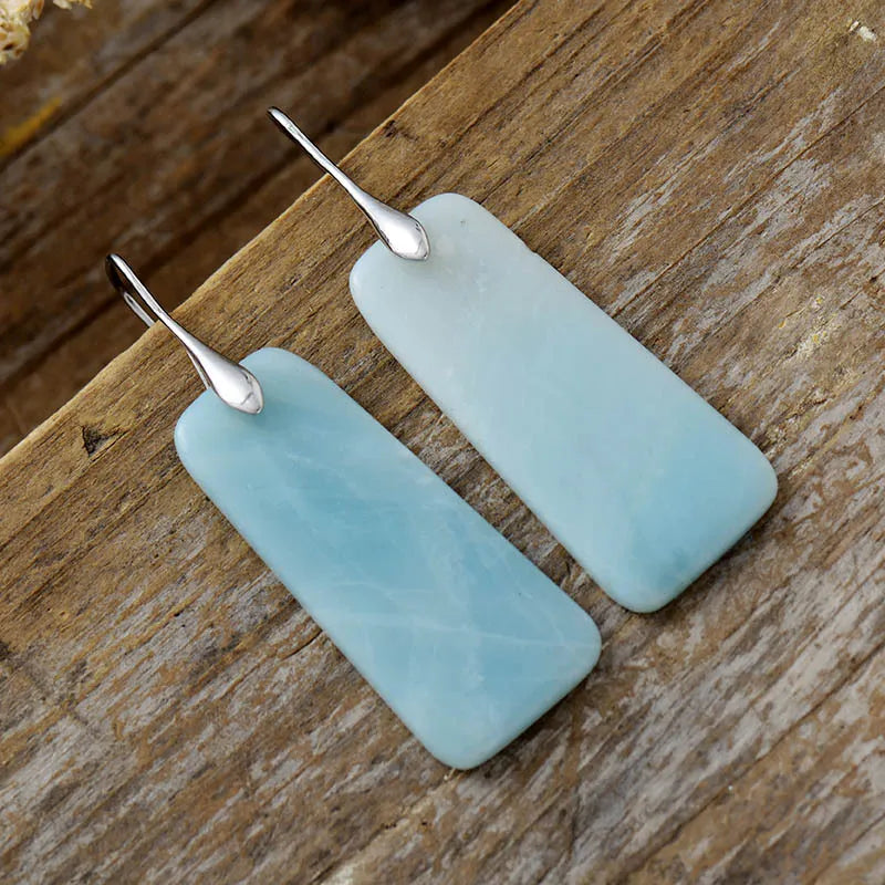Aretes Geométricos de Piedra Natural y Cobre | Diseño Artesanal Moderno · Joyería Eco-Chic · Regalo Visual Bohemio · 60mm