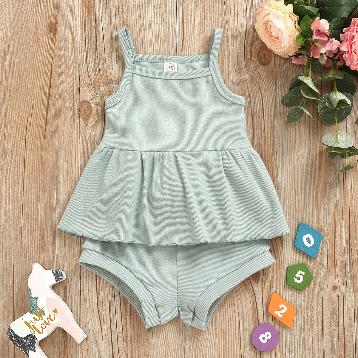 Set Orgánico Verano Bebé | Camiseta sin Mangas + Short Transpirable · Algodón Suave · 1–3 Años · Unisex · Diseño Cómodo y Natural