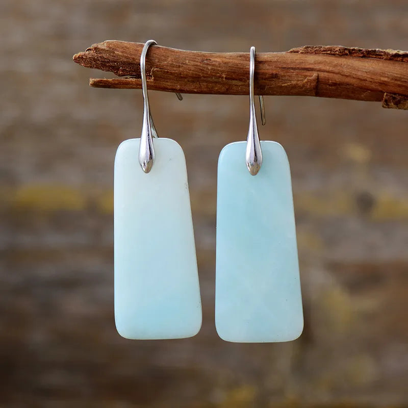 Aretes Geométricos de Piedra Natural y Cobre | Diseño Artesanal Moderno · Joyería Eco-Chic · Regalo Visual Bohemio · 60mm