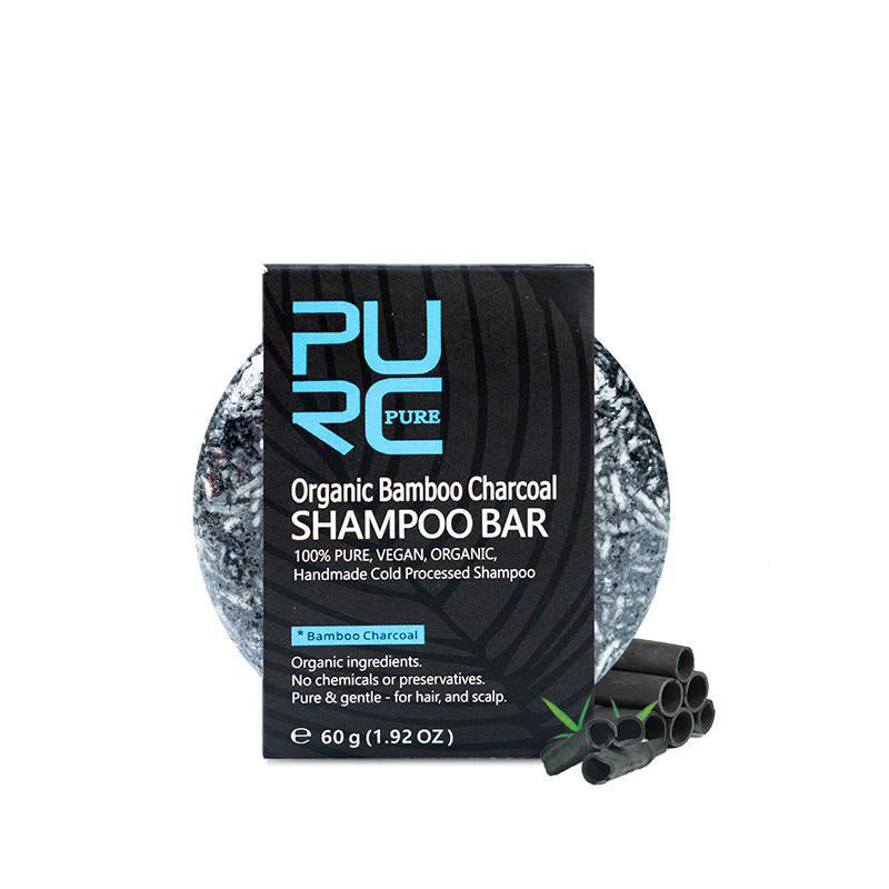 Shampoo Sólido de Carbón de Bambú | Limpieza Purificante · Brillo Natural · Detox Capilar · Cabello Graso, Teñido o Sensible · 60g