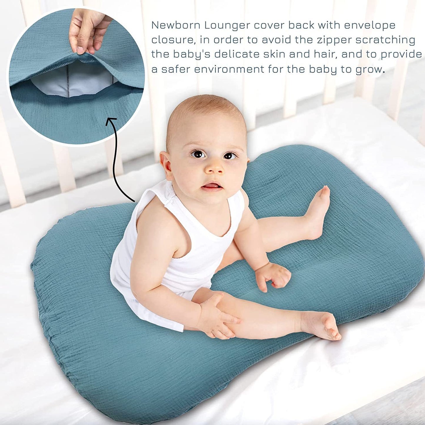 Colchoneta Biomimética para Bebé | Funda Orgánica Suave · Diseño Nórdico Minimalista · Cama Portátil para Recién Nacidos · 75×45cm