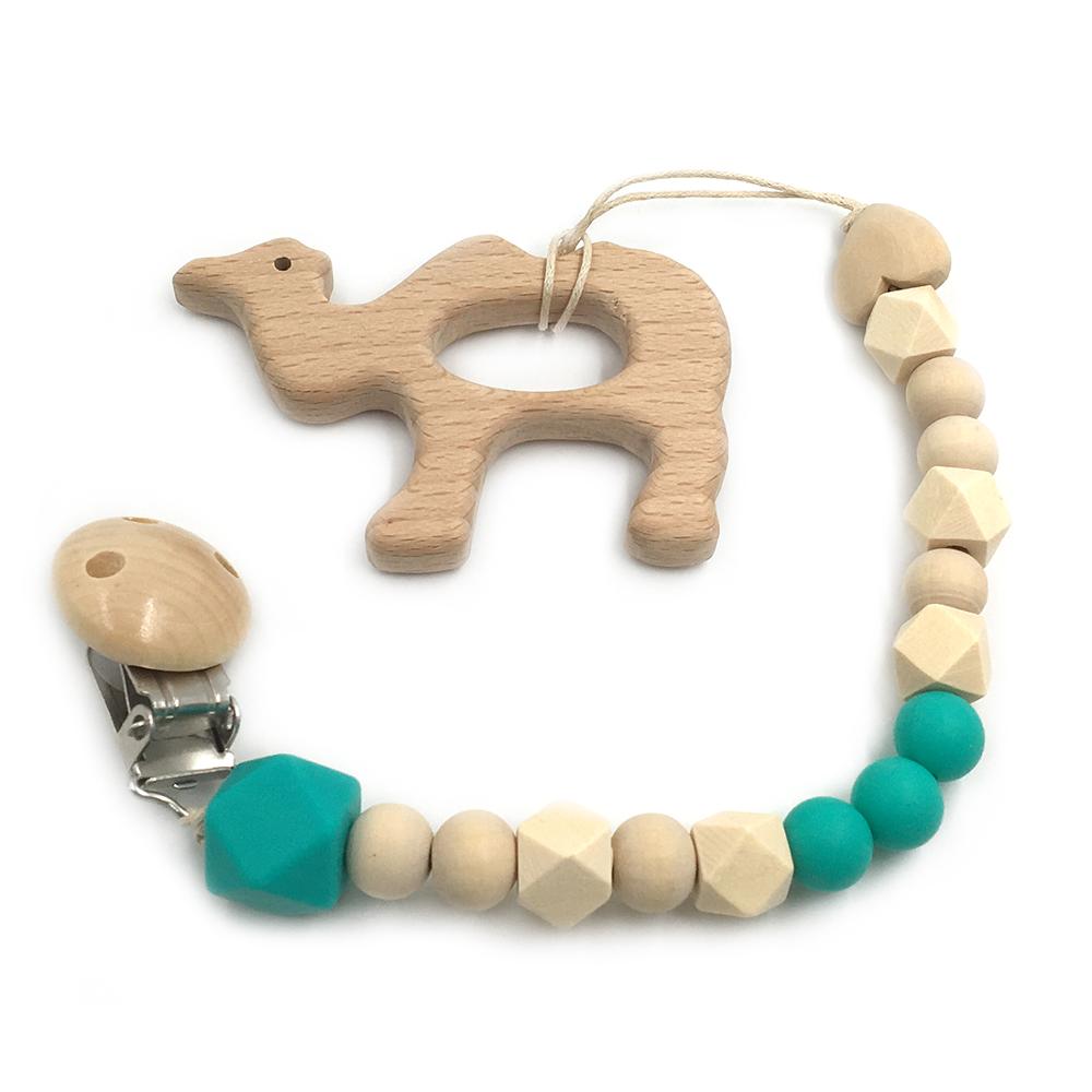 Set de 2 Mordederas Bebé Geabyte | Madera Orgánica Animal + Cuentas de Silicona Sensorial | Juguete Estimulante Ligero 3+ Meses | Regalo DIY Natural