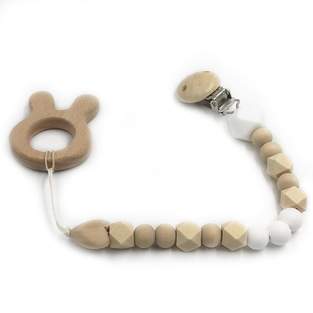 Set de 2 Mordederas Bebé Geabyte | Madera Orgánica Animal + Cuentas de Silicona Sensorial | Juguete Estimulante Ligero 3+ Meses | Regalo DIY Natural
