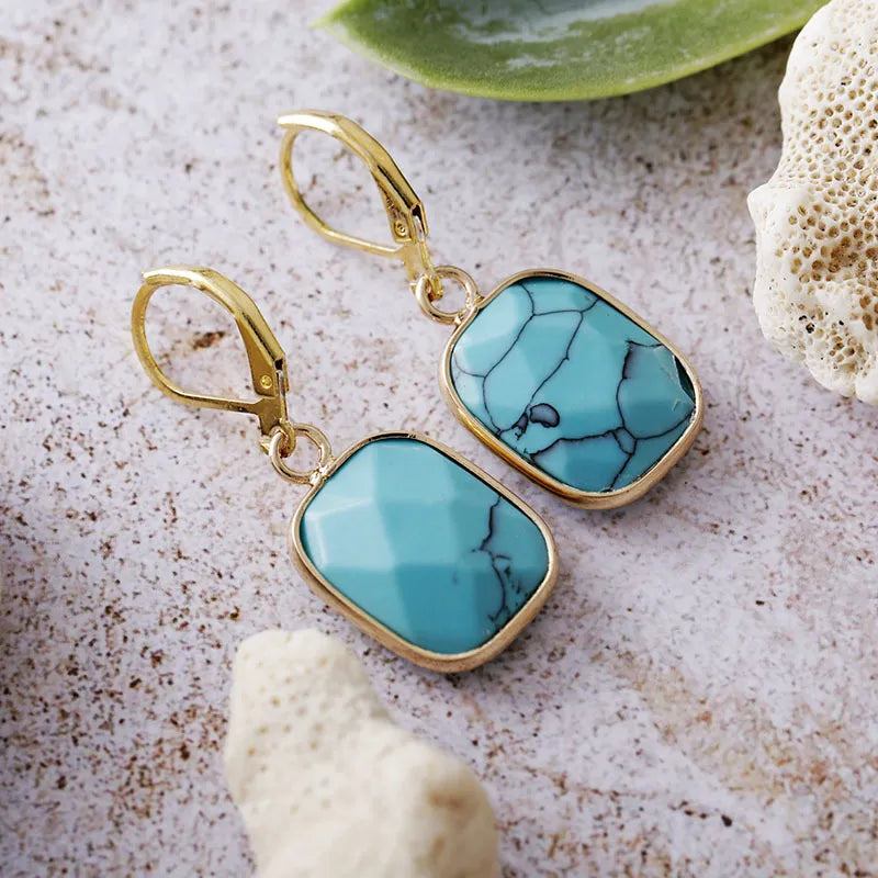 Aretes Colgantes de Piedra Natural y Cobre | Diseño Mineral Artesanal · Estilo Boho Chic · Joya Eco-Consciente · 60mm