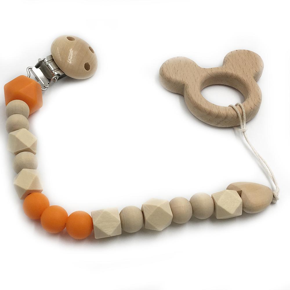 Set de 2 Mordederas Bebé Geabyte | Madera Orgánica Animal + Cuentas de Silicona Sensorial | Juguete Estimulante Ligero 3+ Meses | Regalo DIY Natural