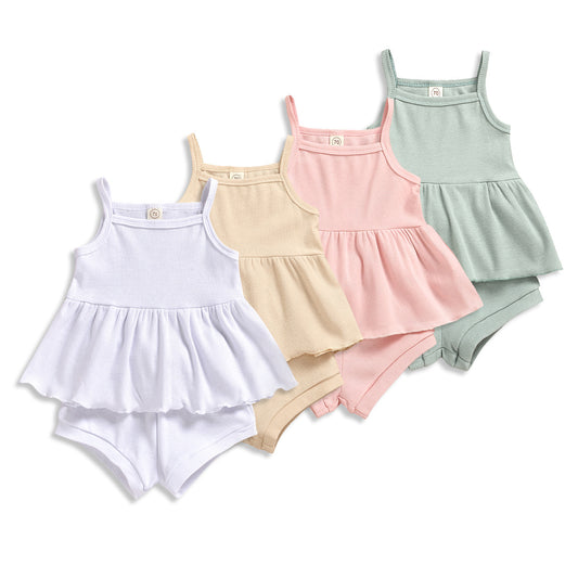 Set Orgánico Verano Bebé | Camiseta sin Mangas + Short Transpirable · Algodón Suave · 1–3 Años · Unisex · Diseño Cómodo y Natural