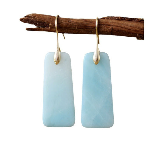 Aretes Geométricos de Piedra Natural y Cobre | Diseño Artesanal Moderno · Joyería Eco-Chic · Regalo Visual Bohemio · 60mm