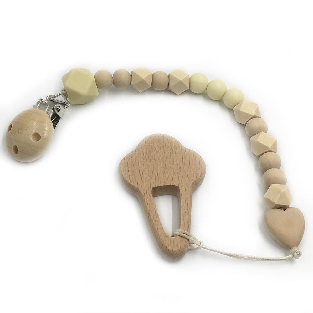 Set de 2 Mordederas Bebé Geabyte | Madera Orgánica Animal + Cuentas de Silicona Sensorial | Juguete Estimulante Ligero 3+ Meses | Regalo DIY Natural