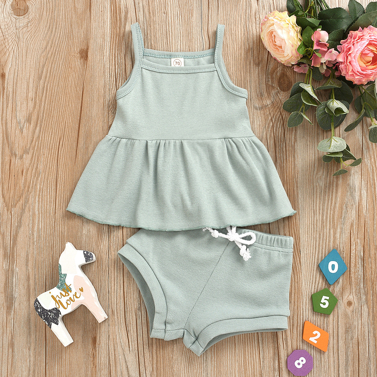Set Orgánico Verano Bebé | Camiseta sin Mangas + Short Transpirable · Algodón Suave · 1–3 Años · Unisex · Diseño Cómodo y Natural