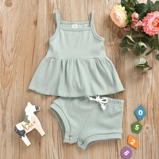 Set Orgánico Verano Bebé | Camiseta sin Mangas + Short Transpirable · Algodón Suave · 1–3 Años · Unisex · Diseño Cómodo y Natural