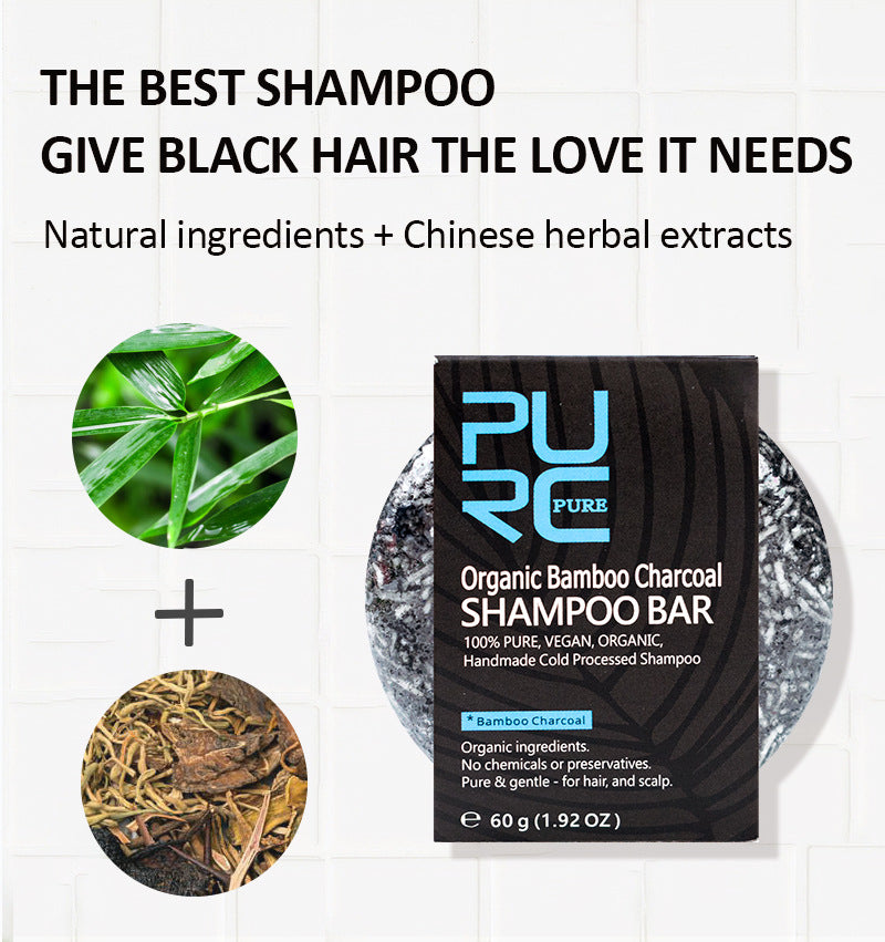 Shampoo Sólido de Carbón de Bambú | Limpieza Purificante · Brillo Natural · Detox Capilar · Cabello Graso, Teñido o Sensible · 60g