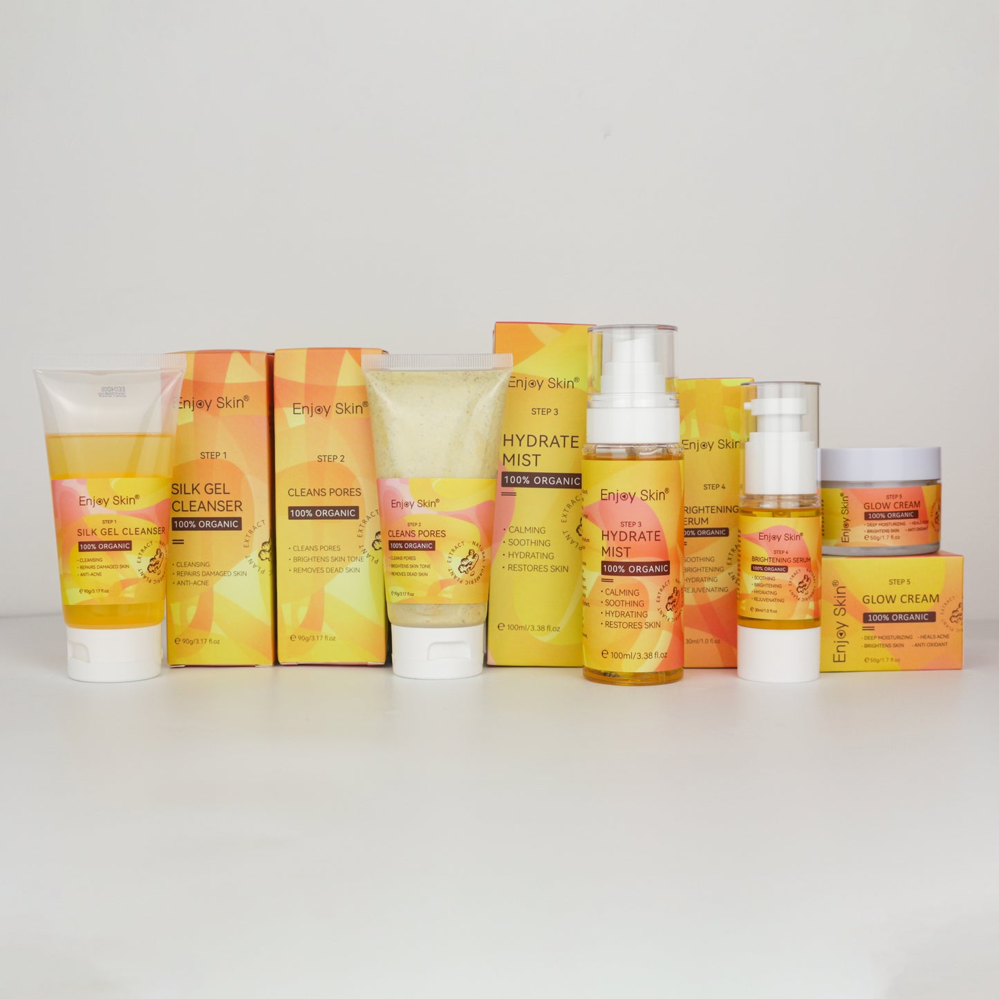 Set Facial Orgánico 5 Piezas | Sérum Antiacné + Crema Vegana + Cuidado con Cúrcuma · Rutina Iluminadora Natural · Libre de Crueldad · Unisex · 30ml–50ml