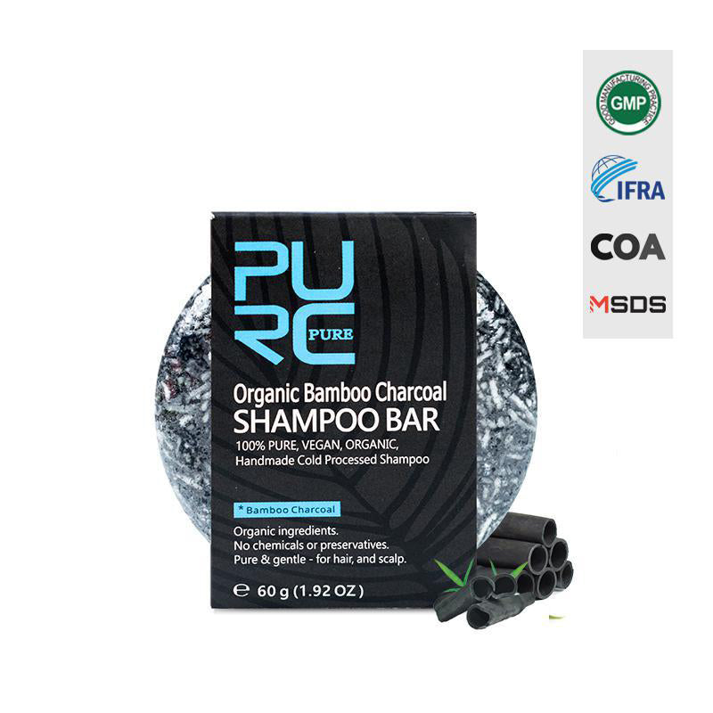 Shampoo Sólido de Carbón de Bambú | Limpieza Purificante · Brillo Natural · Detox Capilar · Cabello Graso, Teñido o Sensible · 60g