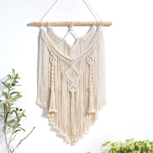 Tapiz de Macramé Natural | Arte Textil Artesanal · Decoración Boho Eco-Chic · Hecho a Mano para Pared · Estilo Nórdico Minimalista · 60x80cm