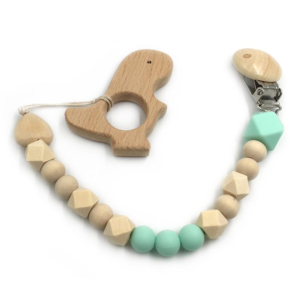 Set de 2 Mordederas Bebé Geabyte | Madera Orgánica Animal + Cuentas de Silicona Sensorial | Juguete Estimulante Ligero 3+ Meses | Regalo DIY Natural