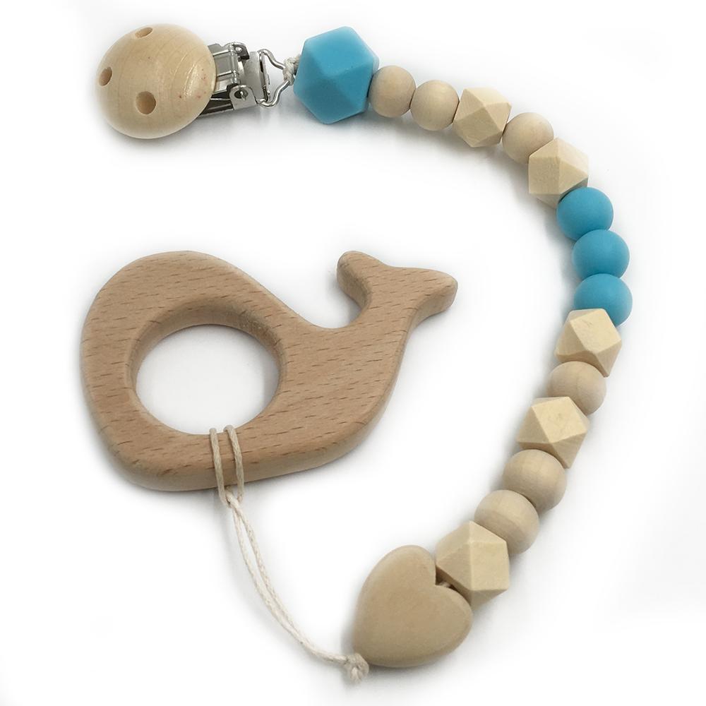 Set de 2 Mordederas Bebé Geabyte | Madera Orgánica Animal + Cuentas de Silicona Sensorial | Juguete Estimulante Ligero 3+ Meses | Regalo DIY Natural