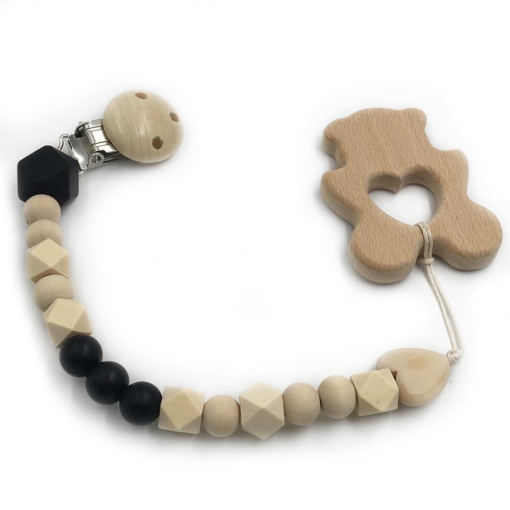 Set de 2 Mordederas Bebé Geabyte | Madera Orgánica Animal + Cuentas de Silicona Sensorial | Juguete Estimulante Ligero 3+ Meses | Regalo DIY Natural