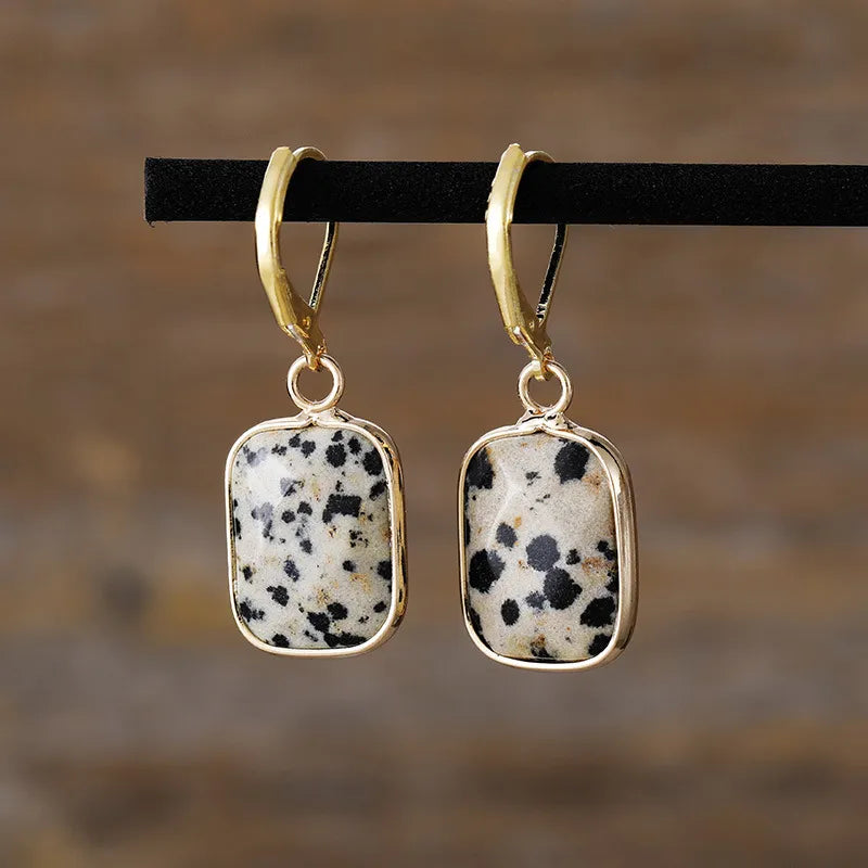 Aretes Colgantes de Piedra Natural y Cobre | Diseño Mineral Artesanal · Estilo Boho Chic · Joya Eco-Consciente · 60mm