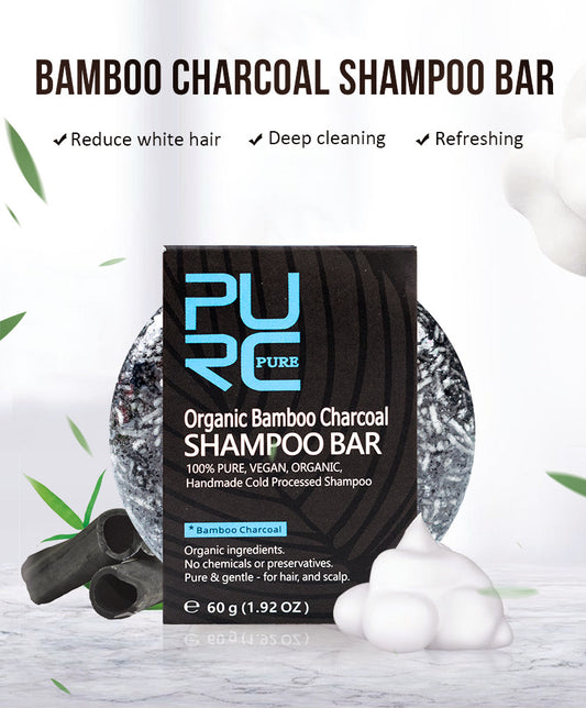 Shampoo Sólido de Carbón de Bambú | Limpieza Purificante · Brillo Natural · Detox Capilar · Cabello Graso, Teñido o Sensible · 60g