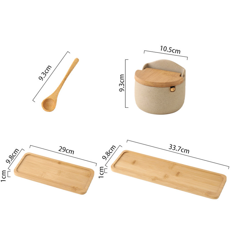 Frasco Japonés de Cerámica con Tapa de Bambú y Madera | Conservación Elegante para Especias y Condimentos · Diseño Artesanal Minimalista · 1pc / Set x2 / Set x3