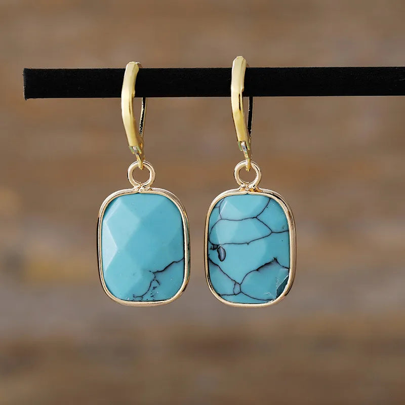 Aretes Colgantes de Piedra Natural y Cobre | Diseño Mineral Artesanal · Estilo Boho Chic · Joya Eco-Consciente · 60mm